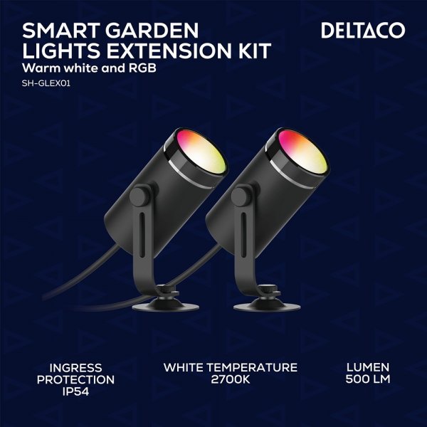 Deltaco Smart Home 2 lamper forlengelse for SH-GLK01 hagebelysning