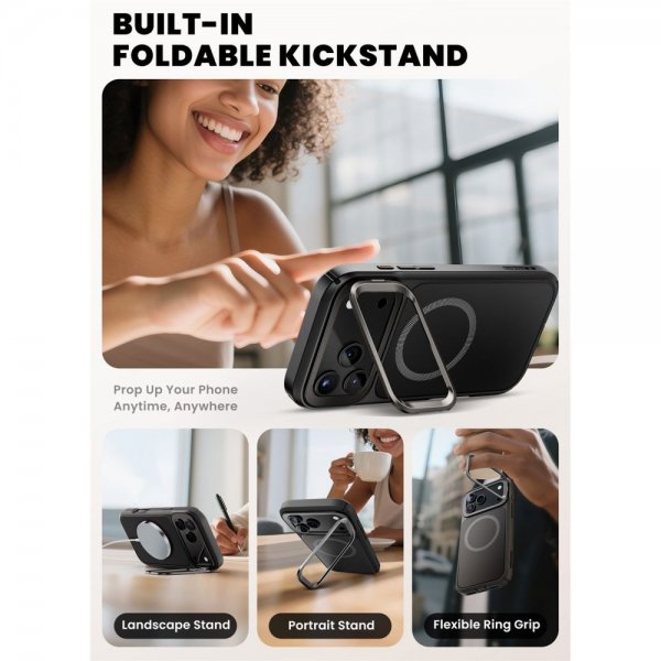 Supcase iPhone 17 Pro Max Deksel Ares Flip MagSafe Svart