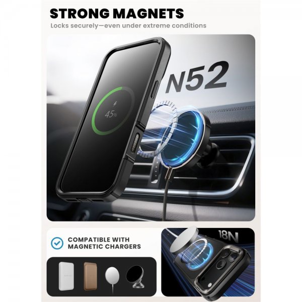 Supcase iPhone 17 Pro Max Deksel Ares Flip MagSafe Svart