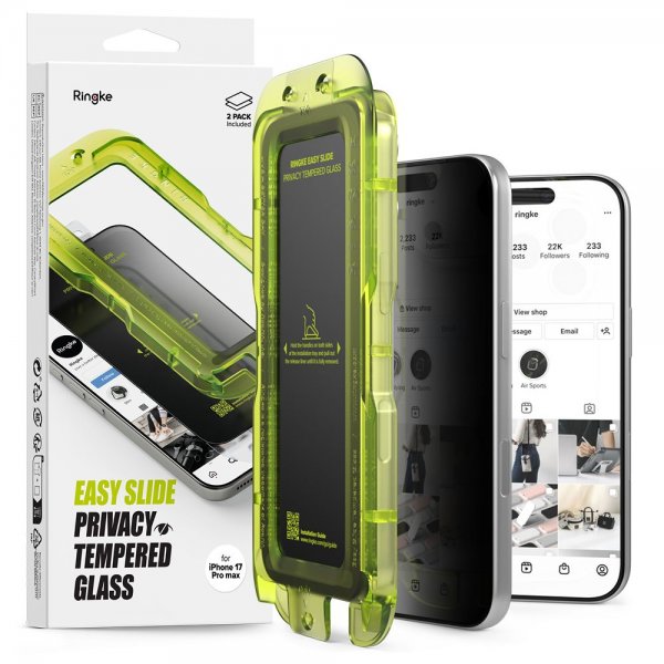 Ringke iPhone 17 Pro Max Skjermbeskytter Easy Slide Privacy 2-pakning