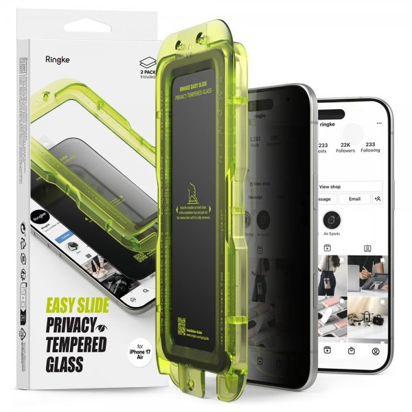 Ringke iPhone Air Skjermbeskytter Easy Slide Privacy 2-pakning
