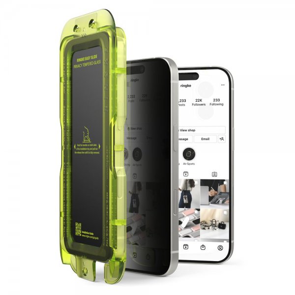 Ringke iPhone 17 Skjermbeskytter Easy Slide Privacy 2-pakning