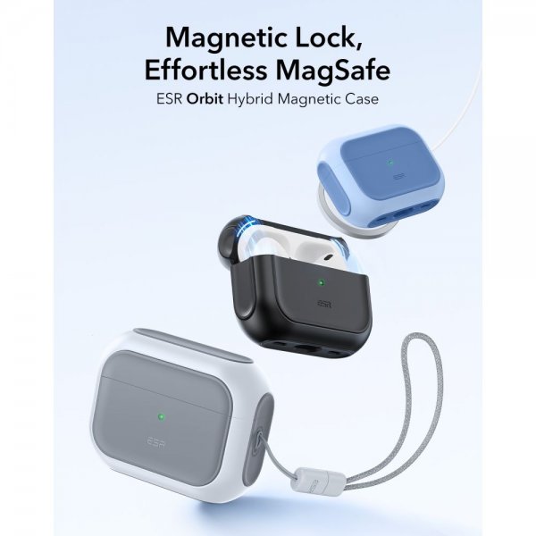 ESR AirPods Pro 3 Deksel Orbit Hybrid HaloLock Hvit