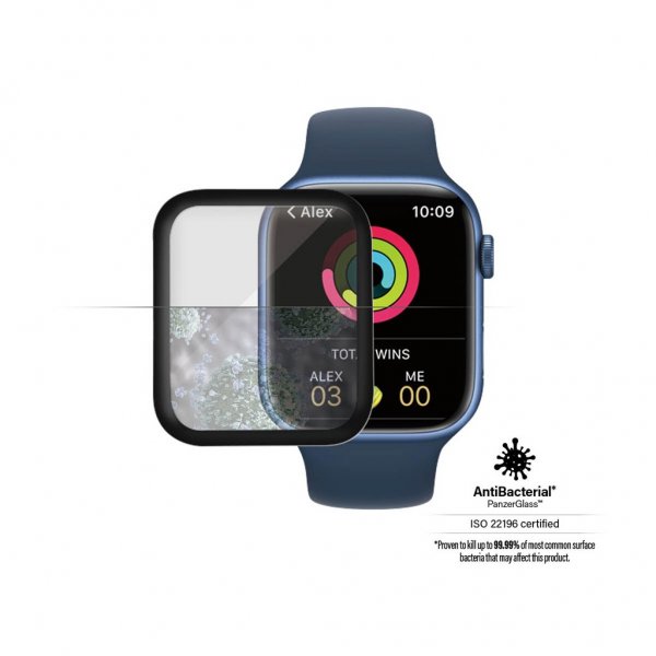 PanzerGlass Apple Watch 45mm Skjermbeskytter Antibacterial Svart