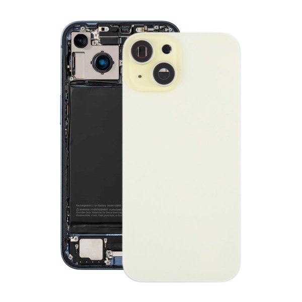 iPhone 15 Plus baksideglass med magnet og kameralinse - gul