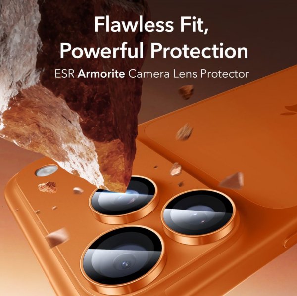 ESR iPhone 14/15/16/17 Pro & Pro Max Kamerabeskytter Armorite Oransje