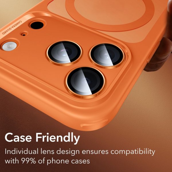 ESR iPhone 14/15/16/17 Pro & Pro Max Kamerabeskytter Armorite Oransje