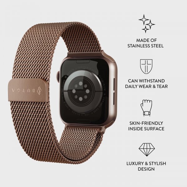 Burga Apple Watch 38/40/41/42mm Armbånd Metal Mesh Rosegull