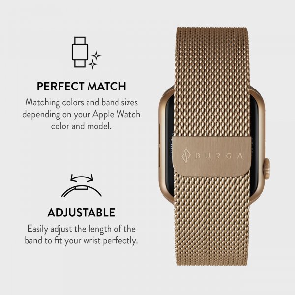Burga Apple Watch 44/45/46mm/Ultra 49mm Armbånd Metal Mesh Gull