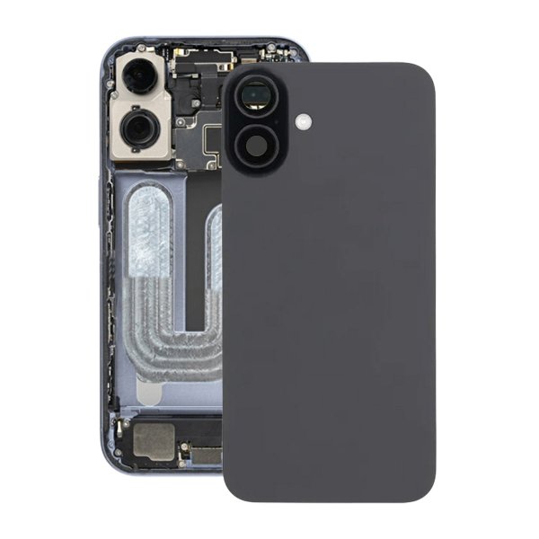 iPhone 16 Plus baksideglass med magnet og kameralinse - svart