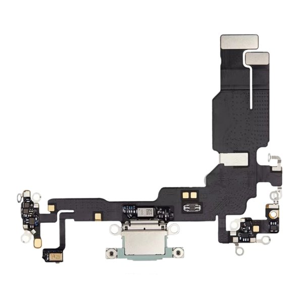 Ladekontakt med flexkabel til iPhone 15 Plus - grønn