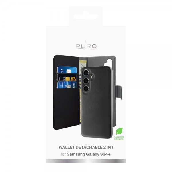 Puro Samsung Galaxy S24 Plus Etui Wallet Detachable 2 in 1 Svart