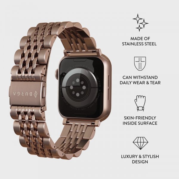 Burga Apple Watch 44/45/46mm/Ultra 49mm Armbånd Metal Rosegull