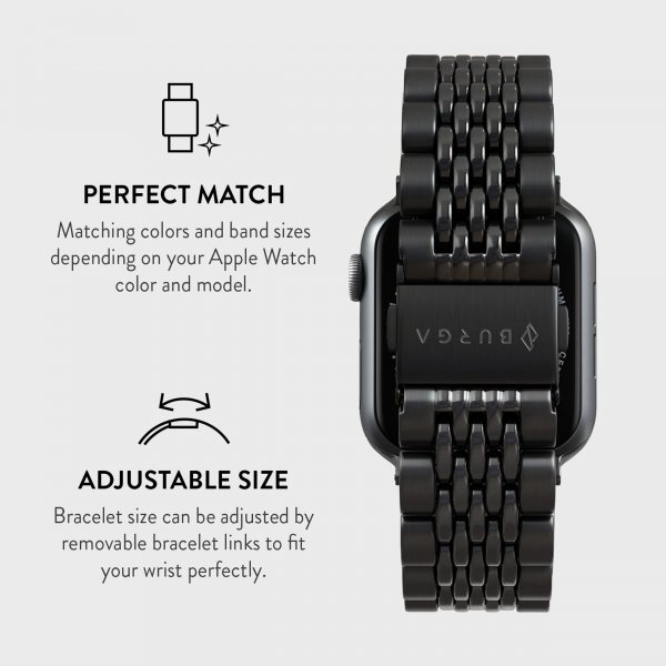 Burga Apple Watch 38/40/41/42mm Armbånd Metal Svart