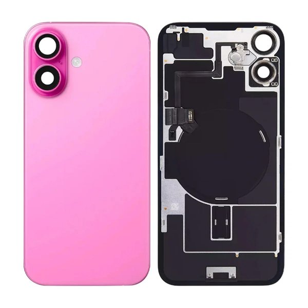 iPhone 16 Plus Baksideglass med smådeler - Rosa