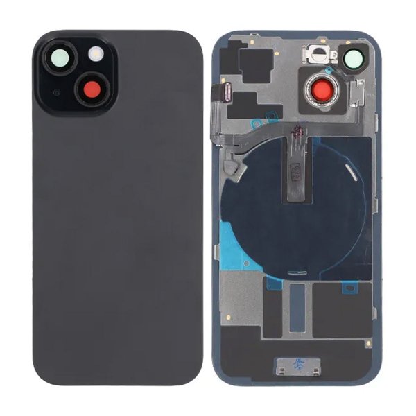 iPhone 15 baksideglass med smådeler - svart