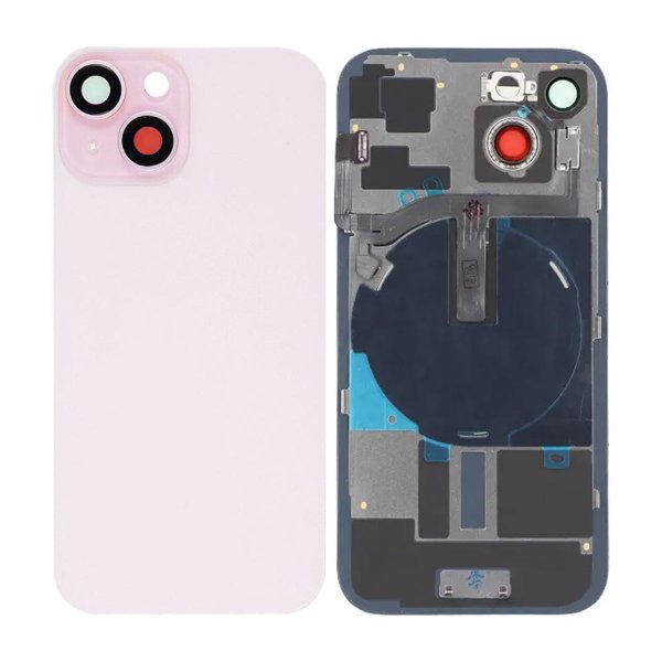 iPhone 15 Baksideglass med smådeler - Rosa
