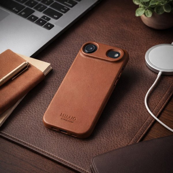 Mujjo iPhone Air Deksel Full Leather Case MagSafe Tan
