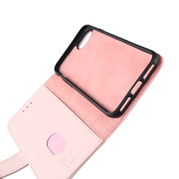Rvelon iPhone 7/8/SE Etui Ekte skinn Kortlommer Rosa