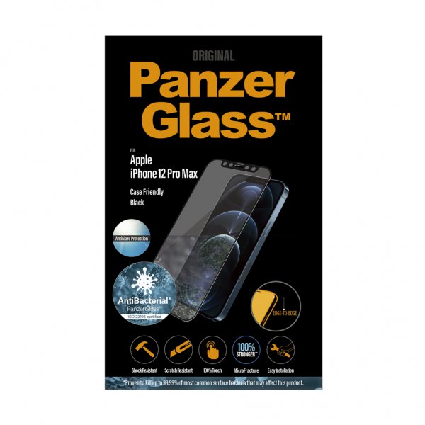 PanzerGlass iPhone 12 Pro Max Skjermbeskytter Edge-to-Edge Blendfritt