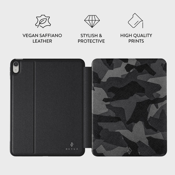 Burga iPad 10.9 (gen 10)/iPad 11 (A16) Etui Folio Night Black Camouflage