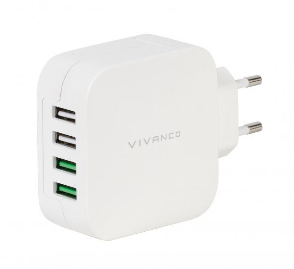 Vivanco Lader 4xUSB-A 4.8A (2.4A/1A) 24W Hvit
