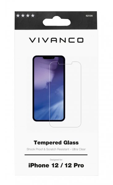 Vivanco iPhone 12/iPhone 12 Pro Skjermbeskytter Herdet Beskyttelsesglass 9H