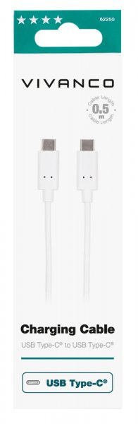Vivanco Kabel Charging Cable USB-C/USB-C 2.0 0.5m Hvit