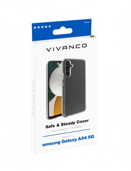 Vivanco Samsung Galaxy A34 5G Deksel Safe & Steady Transparent