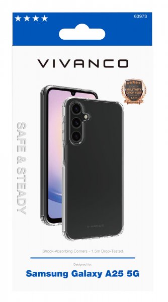 Vivanco Samsung Galaxy A25 Deksel Safe & Steady Transparent