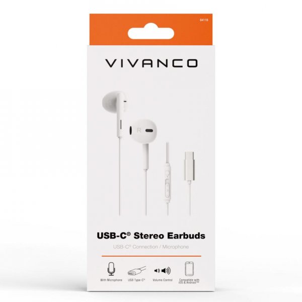 Vivanco Hodetelefoner Smart Pro USB-C In-Ear Headset Hvit