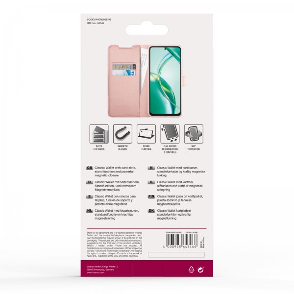 Vivanco Honor 200 Smart Etui Classic Wallet Rosegull