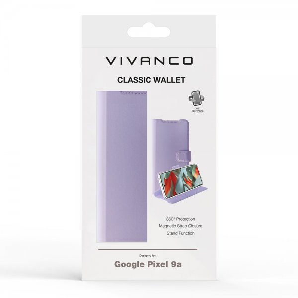 Vivanco Google Pixel 9a Etui Classic Wallet Lavendel