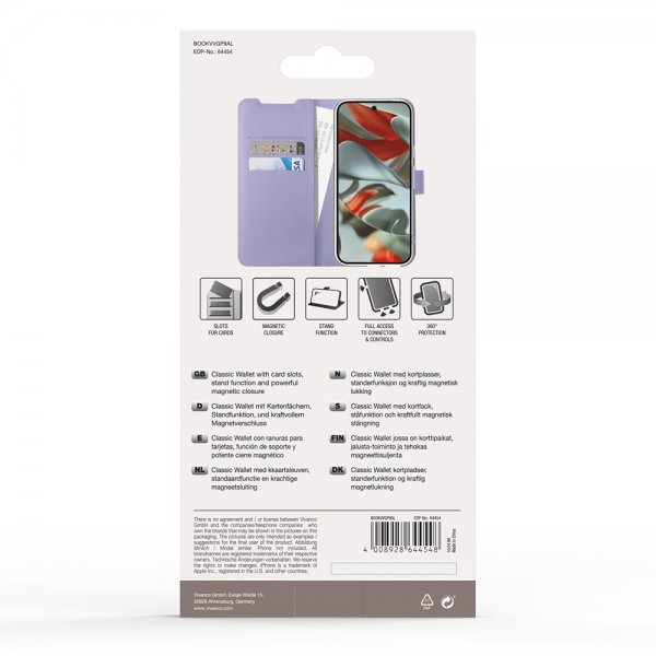 Vivanco Google Pixel 9a Etui Classic Wallet Lavendel