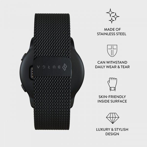 Burga Samsung Galaxy Watch 22mm Armbånd Metal Mesh Svart
