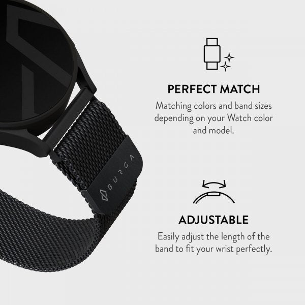 Burga Samsung Galaxy Watch 22mm Armbånd Metal Mesh Svart