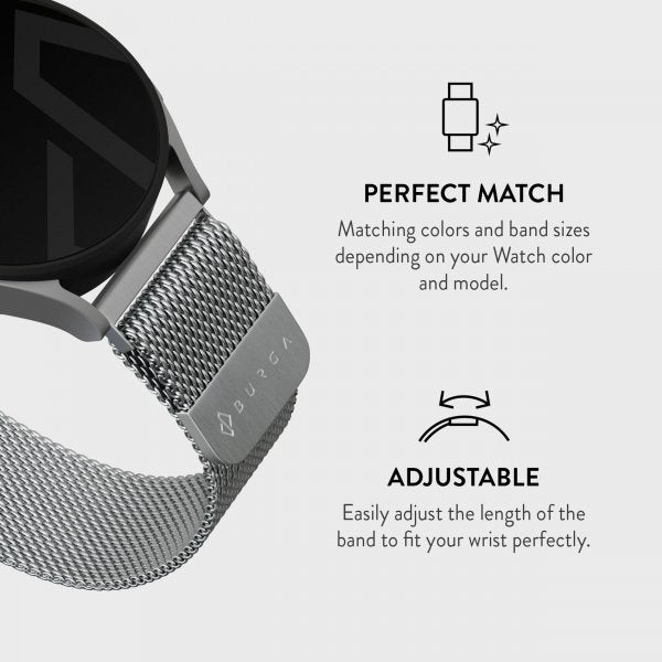 Burga Samsung Galaxy Watch 20mm Armbånd Metal Mesh Sølv