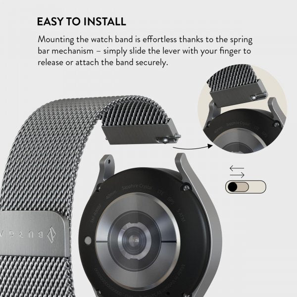 Burga Samsung Galaxy Watch 20mm Armbånd Metal Mesh Sølv