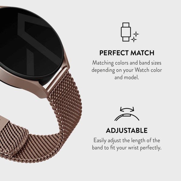 Burga Samsung Galaxy Watch 20mm Armbånd Mesh Elegance Rosegull