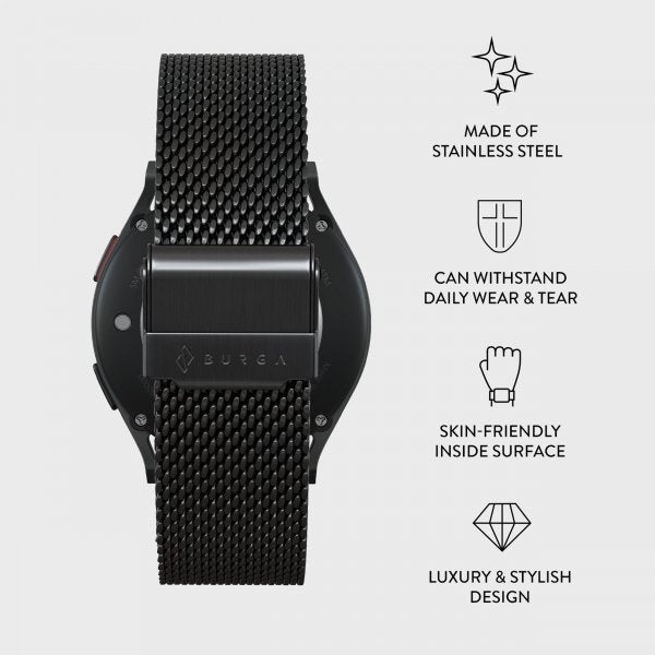 Burga Samsung Galaxy Watch 22mm Armbånd Mesh Elegance Svart