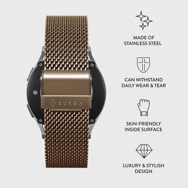 Burga Samsung Galaxy Watch 22mm Armbånd Mesh Elegance Gull