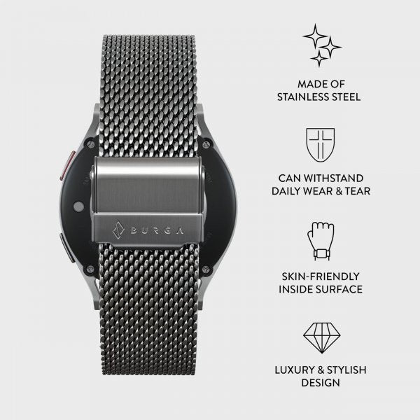Burga Samsung Galaxy Watch 22mm Armbånd Mesh Elegance Sølv