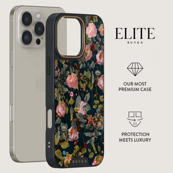 Burga iPhone 15 Pro Max Deksel Elite Dark MagSafe Bloomy Garden