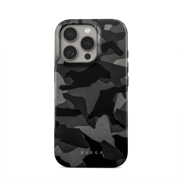 Burga iPhone 16 Deksel Tough MagSafe Night Black Camouflage