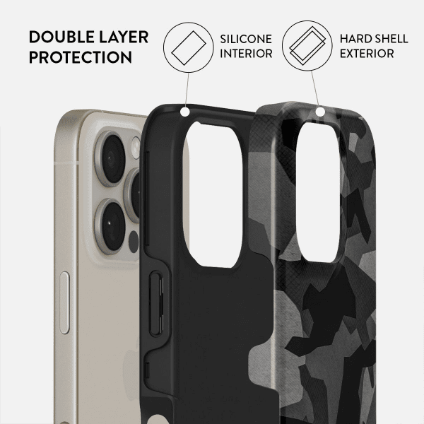 Burga iPhone 15 Pro Deksel Tough MagSafe Night Black Camo