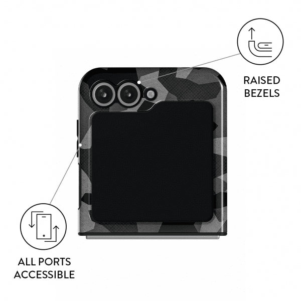 Burga Samsung Galaxy Z Flip 6 Deksel Tough Night Black Camo