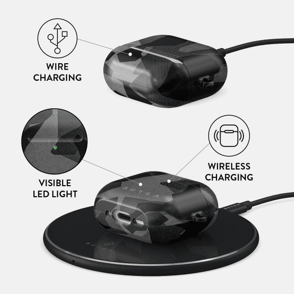 Burga AirPods 4 Deksel Design Night Black Camo