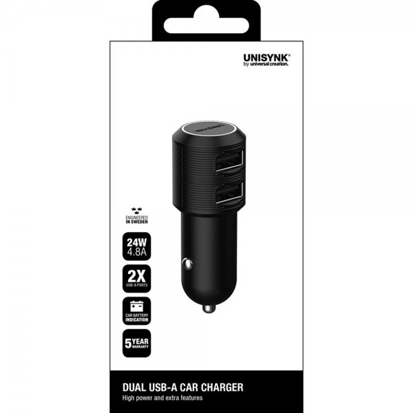 Unisynk 2x USB-A Billader 24W