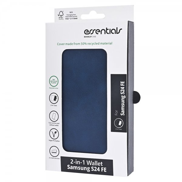 Essentials Samsung Galaxy S24 FE Etui 2-in-1 Vegan Leather Blå