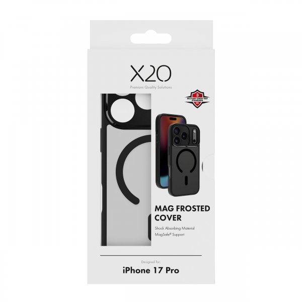 X2O iPhone 17 Pro Deksel Mag Frosted Svart